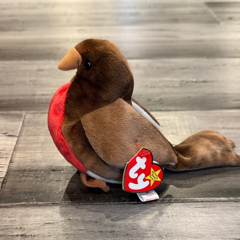 VINTAGE Collectible Ty Plush Bird with Red and Brown